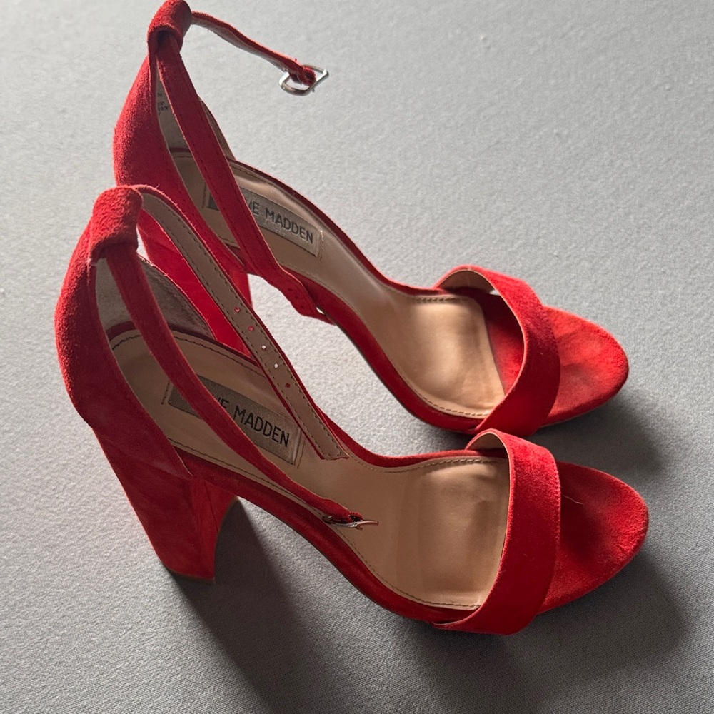 Steve Madden Vibrant Red Suede Heels
